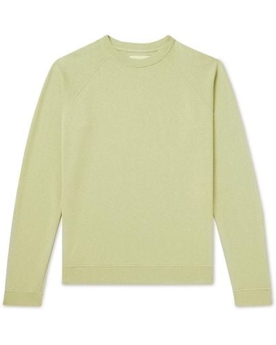 Folk Rivet Garment-dyed Cotton-blend Jersey Sweatshirt - Green