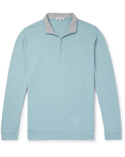 Peter Millar Crown Comfort Cotton-blend Half-zip Sweater - Blue
