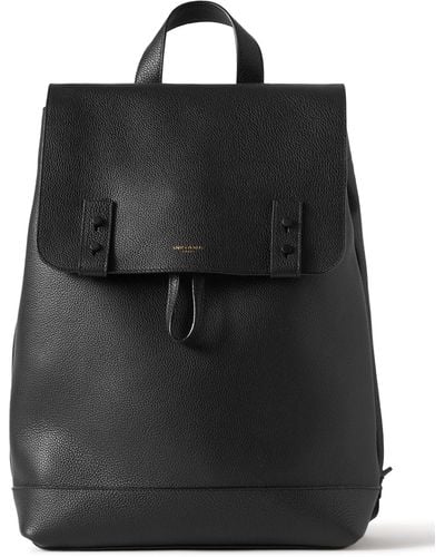 Saint Laurent Full-grain Leather Backpack - Black