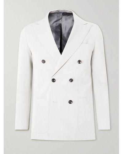 Kiton Double-breasted Lyocell-blend Suit Jacket - Natural