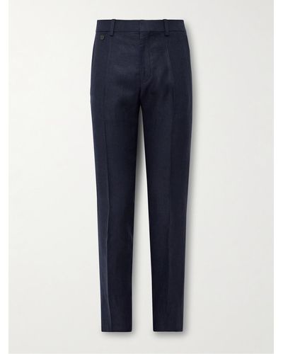 Agnona Pantaloni chino slim-fit in twill di lino - Blu