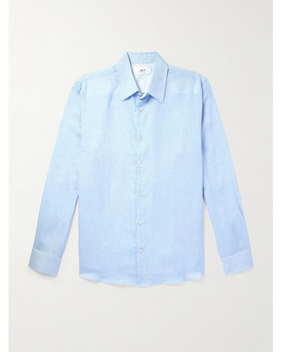 MR P. Organic Linen-chambray Shirt - Blue