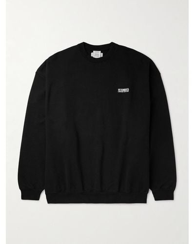 Vetements Logo-embroidered Cotton-blend Jersey Sweatshirt - Black