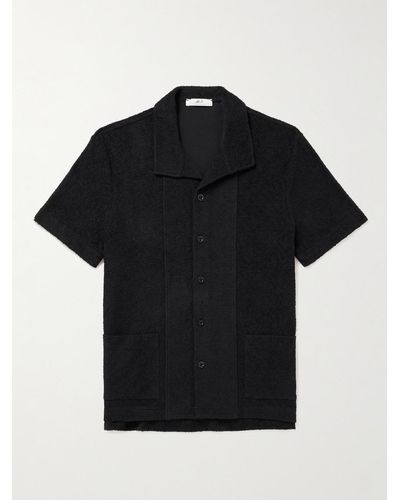 MR P. Camp-collar Cotton-terry Shirt - Black