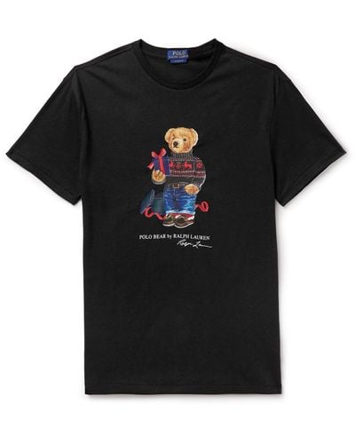 Polo Ralph Lauren Polo Bear-print Cotton-jersey T-shirt Xx - Black