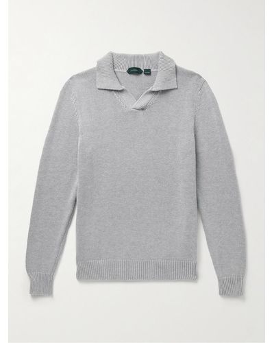 Incotex Zanone schmal geschnittener Pullover aus Baumwolle mit Polokragen - Grau