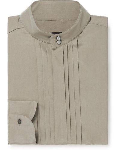 Tom Ford Nehru-collar Pleated Silk-blend Shirt - Multicolor