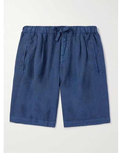 Massimo Alba Kevin Straight-leg Linen Drawstring Shorts - Blue