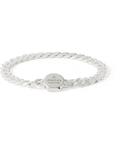 Gucci Logo-engraved Sterling Silver Chain Bracelet - White