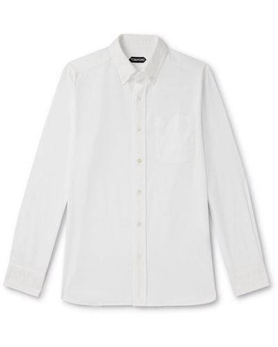 Tom Ford Button-down Collar Cotton Oxford Shirt - White