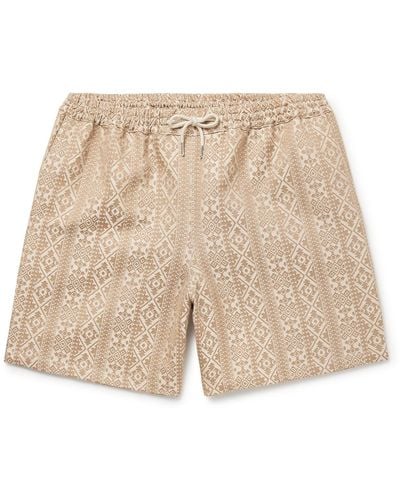A Kind Of Guise Volta Straight-leg Linen And Cotton-blend Jacquard Drawstring Shorts - Natural
