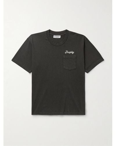 CHERRY LA Trophy T-Shirt aus Baumwoll-Jersey mit Logoprint in Stückfärbung - Schwarz