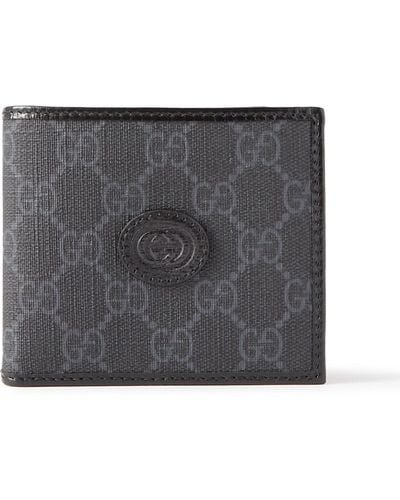 Gucci Leather-trimmed Monogrammed Supreme Coated-canvas Billfold Wallet - Gray
