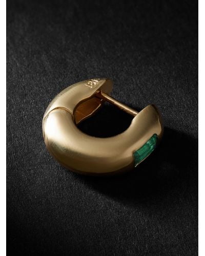 VADA Bubble Gold Emerald Single Hoop Earring - Black