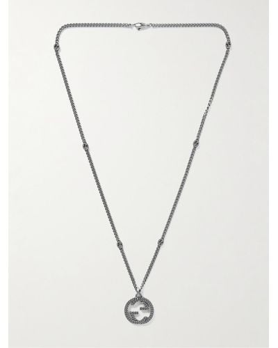 Gucci Sterling Silver Pendant Necklace - Natur