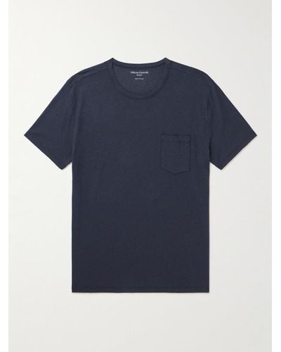 Officine Generale Slub Cotton-blend Jersey T-shirt - Blue