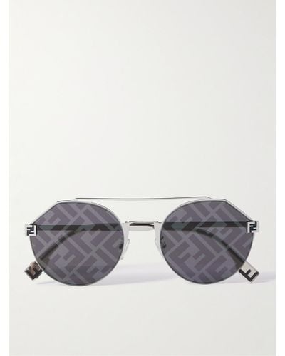 Fendi Sky Sonnenbrille mit rundem Rahmen aus Metall - Grau