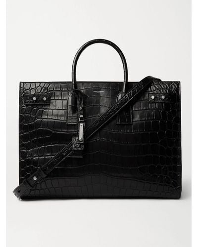 Saint Laurent Croc-effect Leather Tote Bag - Black