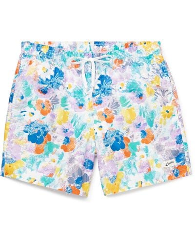 Bather Straight-leg Mid-length Floral-print Recycled Swim Shorts - Blue