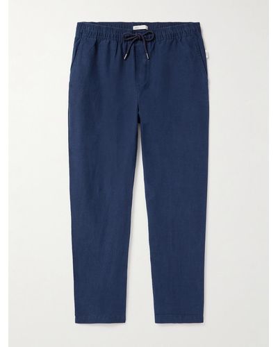 Onia Air Straight-leg Linen And Lyocell-blend Drawstring Trousers - Blue