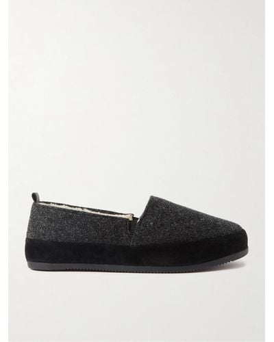 Mulo Shearling-lined Wool Loafers - Black