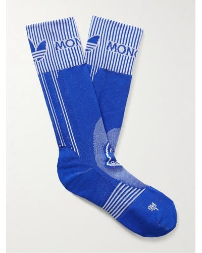 Moncler Genius Adidas Originals Calze in maglia stretch riciclata a coste con logo jacquard - Blu