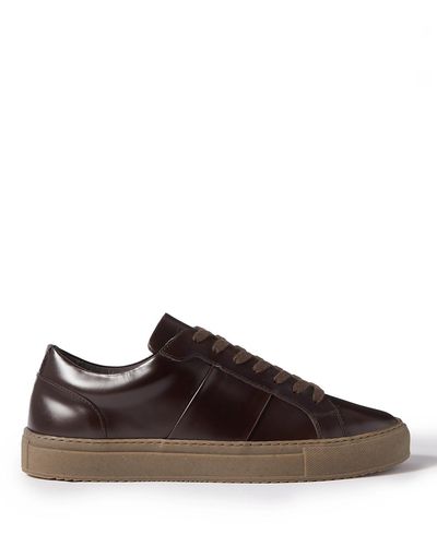 MR P. Alec Glossed-leather Sneakers - Brown