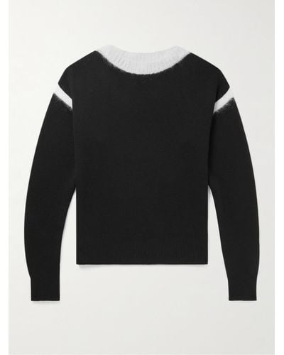 Saint Laurent Zweifarbiger Pullover aus einer Wollmischung - Schwarz