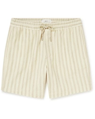 MR P. Straight-leg Striped Cotton-blend Drawstring Shorts - Natural