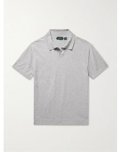Incotex Zanone Slim-fit Cotton And Silk-blend Polo Shirt - Grey