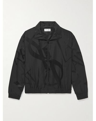 Saint Laurent Logo-jacquard Silk-twill Track Jacket - Black