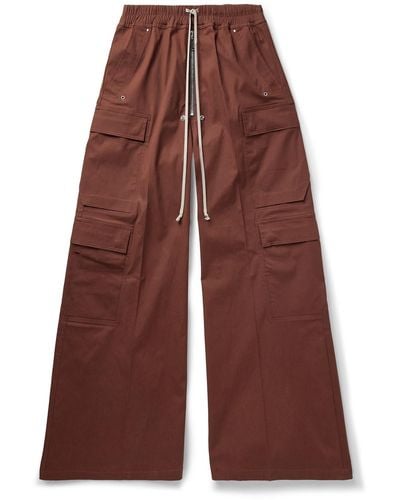Rick Owens Wide-leg Cotton-blend Drawstring Cargo Pants - Red
