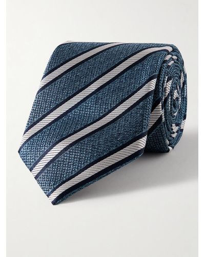 Canali 8cm Striped Silk-jacquard Tie - Blue