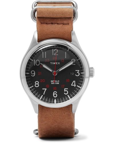 Timex Waterbury United Stainless Steel And Stonewashed-leather Watch - Multicolour