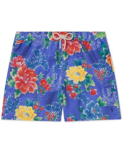 Polo Ralph Lauren Traveler Straight-leg Floral-print Swim Shorts - Blue