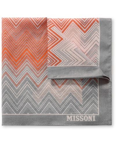 Missoni Printed Cotton Pocket Square - Gray