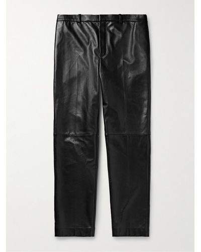 Saint Laurent Pantaloni a gamba dritta in pelle a pannelli - Nero