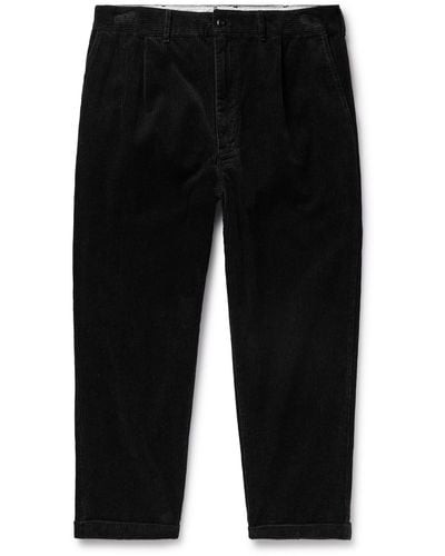 Alex Mill Tapered Pleated Cotton-corduroy Pants - Black