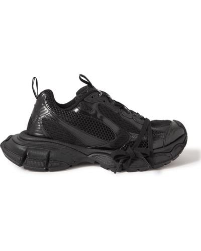 Balenciaga 3xl Distressed Mesh And Rubber Sneakers - Black