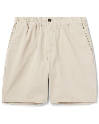 MR P. Straight-leg Garment-dyed Organic Cotton-blend Twill Shorts - Natural