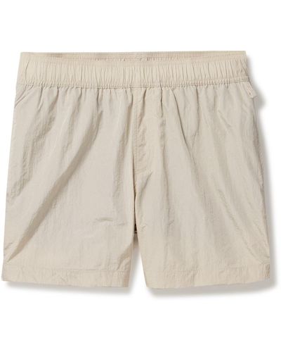Onia Straight-leg Mid-length Crinkled Swim Shorts - Natural