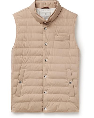 Brunello Cucinelli Slim-fit Quilted Nylon Down Gilet - Natural
