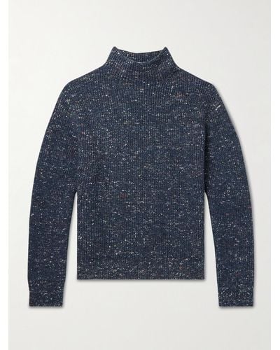 MR P. Ribbed Donegal Merino Wool-blend Sweater - Blue