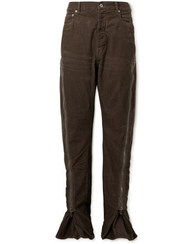 Rick Owens Bolan Banana Slim-fit Flared Zip-embellished Cotton-corduroy Pants - Brown