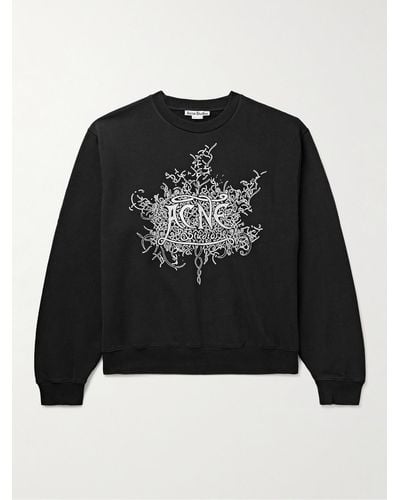 Acne Studios Logo-flocked Cotton-jersey Sweatshirt - Black