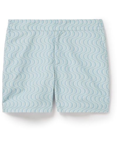 Frescobol Carioca Classic Slim-fit Mid-length Printed Recycled Swim Shorts - Blue