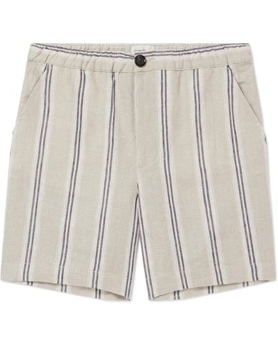 Oliver Spencer Osborne Straight-leg Striped Linen Shorts - Natural