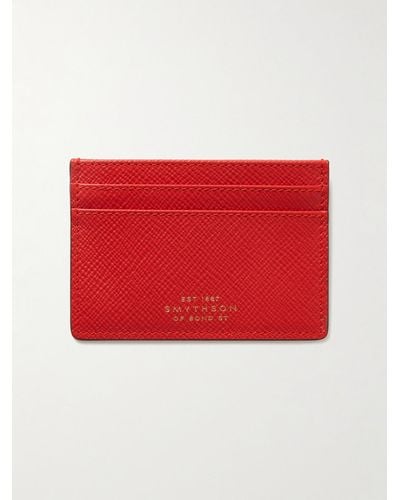 Smythson Panama Cross-grain Leather Cardholder - Red