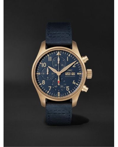 IWC Schaffhausen Pilot's Automatic Chronograph 41mm Bronze And Textile Watch - Blue