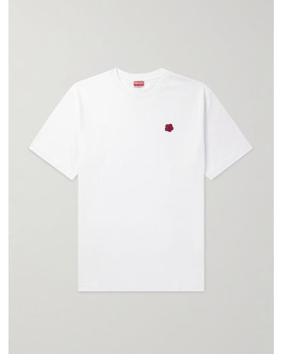 KENZO T-Shirt aus Baumwoll-Jersey mit Logoapplikation - Weiß
